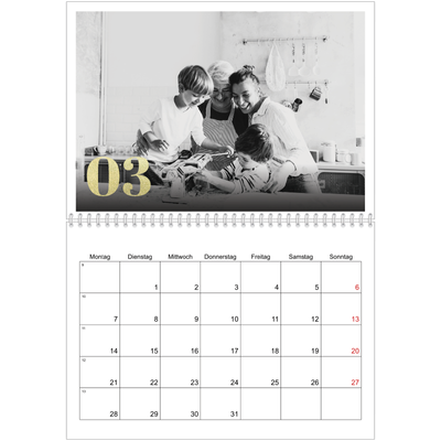 Fotokalender A4 doppelt (30 x 40 cm) — Große Glitzerzahlen [Marsch]