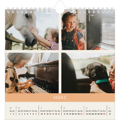 Jahreskalender Quadratisch — Pastellfarbene Monate [Marsch]