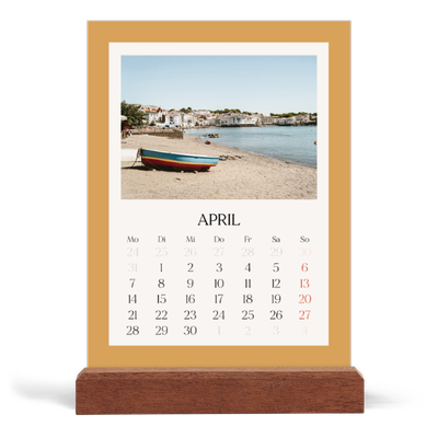Tischkalender mit Holzfuß Hochformat  — Klassische Farben [April]