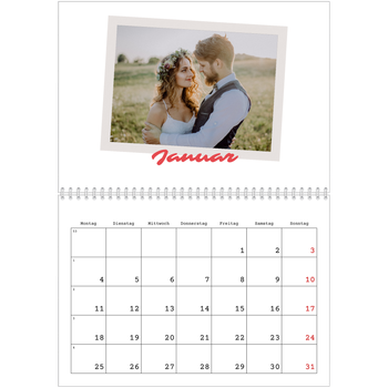 Fotokalender A4 doppelt — Karminrote Signatur
