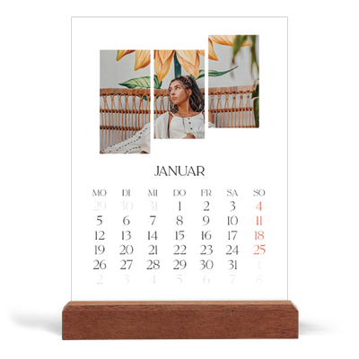 Tischkalender mit Holzfuß Hochformat  — Reisemosaike [Januar]