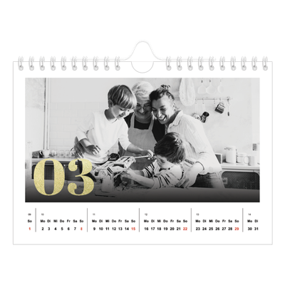 Fotokalender A5 — Große Glitzerzahlen [Marsch]