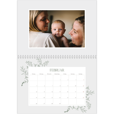 Fotokalender A4 doppelt (30 x 40 cm) — Zart geblümt [Februar]