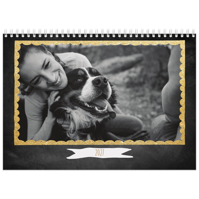 Fotokalender A4 doppelt (30 x 40 cm) — Glitzernder Rahmen [deckblatt]