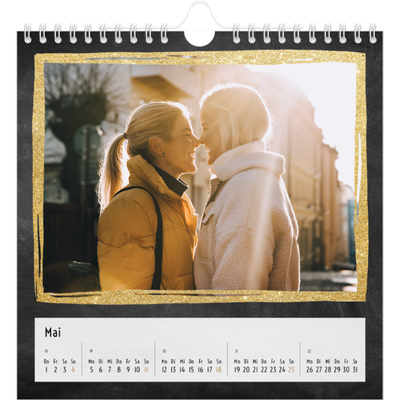 Jahreskalender Quadratisch — Glitzernder Rahmen [deckblatt]