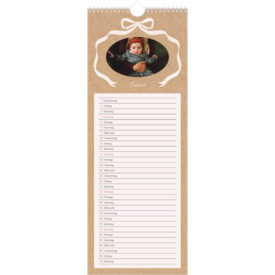 Küchenkalender  — Kraftpapier und Schleife [Januar]