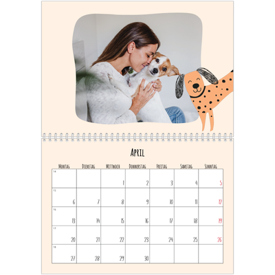 Fotokalender A4 doppelt (30 x 40 cm) — Hunde und Kritzeleien [April]