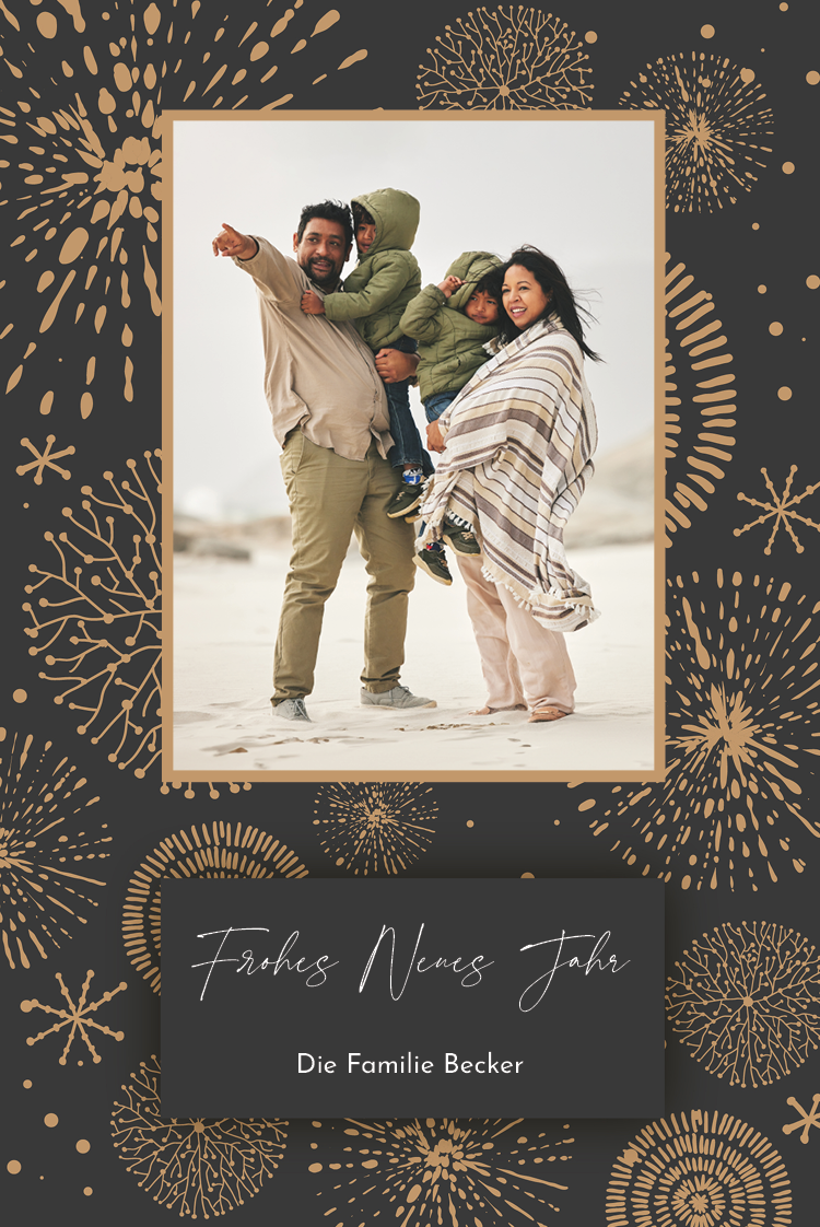 Fotokarten — Grau-goldenes Feuerwerk