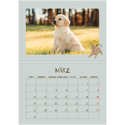 Fotokalender A4 doppelt (30 x 40 cm) — Verspielter Welpe [Marsch]
