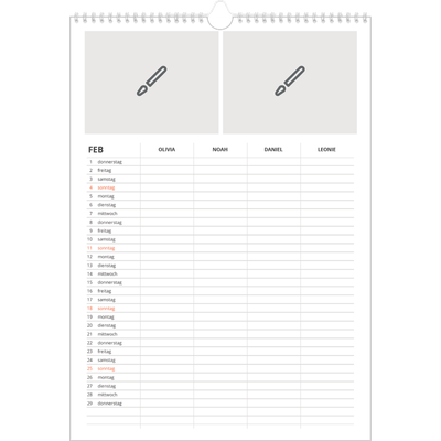 A3 Familienplaner — Gestalte selbst - 4-köpfige Familie [Februar]