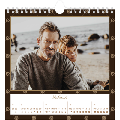 Jahreskalender Quadratisch — Vintage Schwarz-Weiß [Februar]