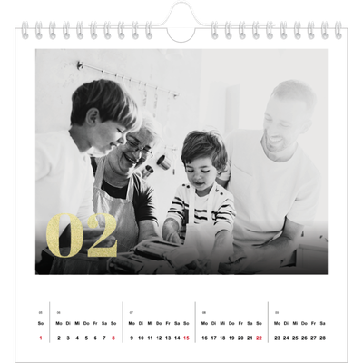 Jahreskalender Quadratisch — Große Glitzerzahlen [Februar]