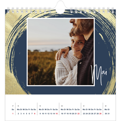 Jahreskalender Quadratisch — Goldene Pinselstriche [deckblatt]