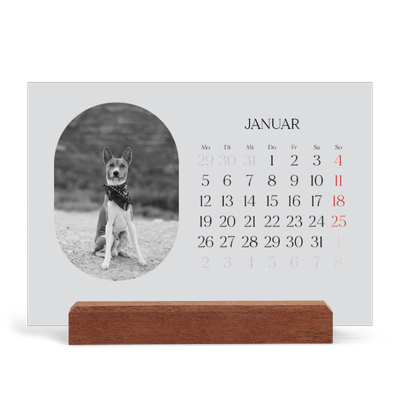 Tischkalender mit Holzfuß Querformat  — Abenteuer-Route [Januar]