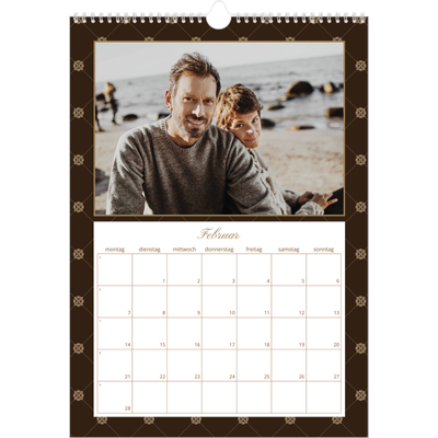 A3 Jahreskalender — Vintage Schwarz-Weiß [Februar]
