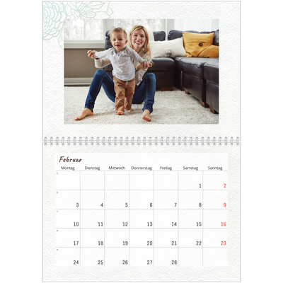 Fotokalender A4 doppelt (30 x 40 cm) — Geschenkpapier blumig [Februar]