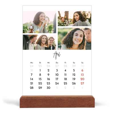 Tischkalender mit Holzfuß Hochformat  — Fotoarrangement [April]