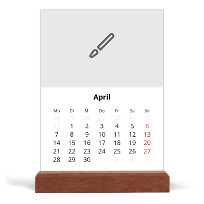 Tischkalender mit Holzfuß Hochformat  — Gestalte deine eigenen Produkte [April]