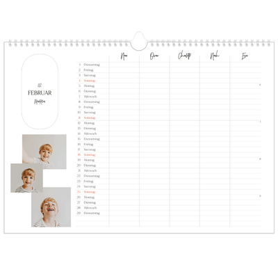 Family Planners A3 Landscape — Große Pläne - 5-köpfige Familie [Februar]