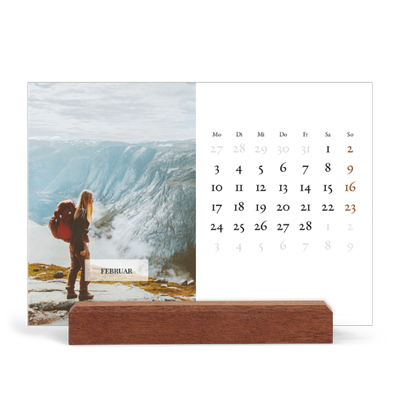 Tischkalender mit Holzfuß Querformat  — Klassischer Kalender [Februar]
