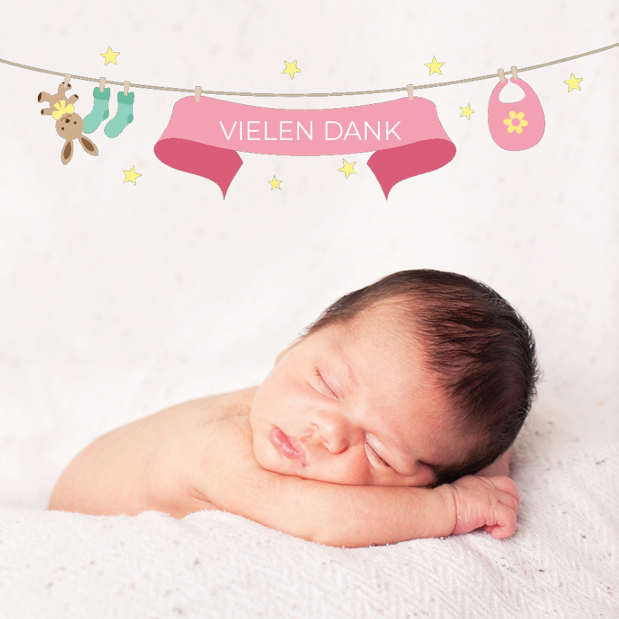 Dankeskarten — Rosa Babykleidung