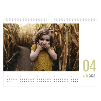Fotokalender A4 — Monatszahlen [April]