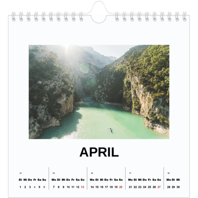 Jahreskalender Quadratisch — Schlichtes Foto [April]