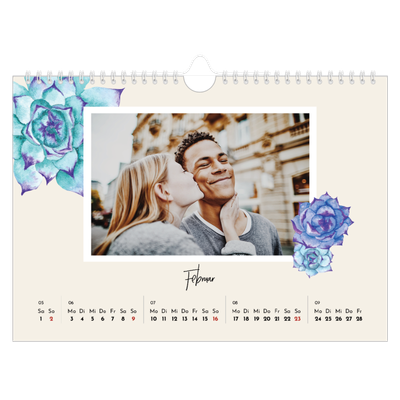 Fotokalender A4 — Gemalte Blumen [Februar]