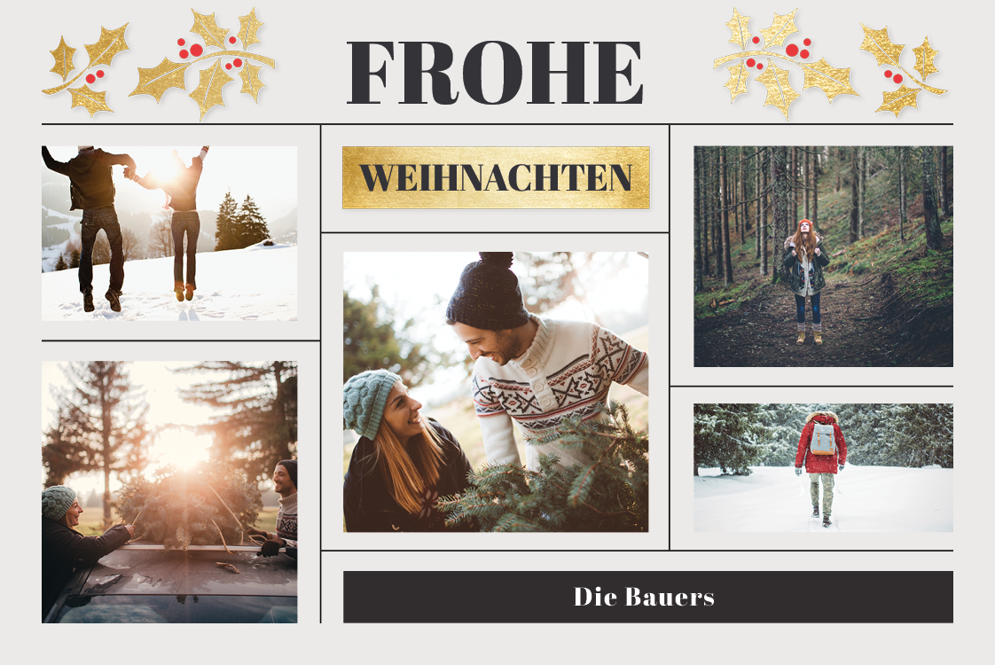 Fotokarten — Goldene Fotocollage