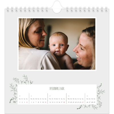 Jahreskalender Quadratisch — Zart geblümt [Februar]