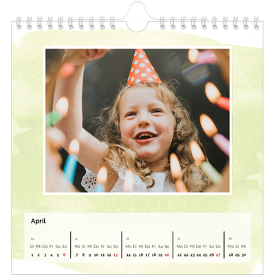 Jahreskalender Quadratisch — Wasserfarben Hintergründe [April]