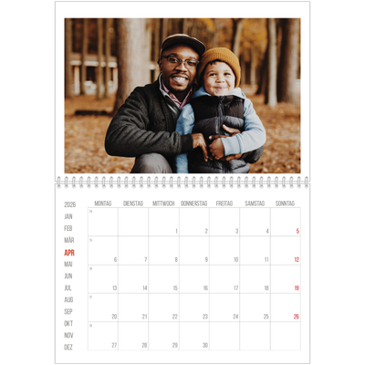 Fotokalender A4 doppelt (30 x 40 cm) — Rote Highlights [April]