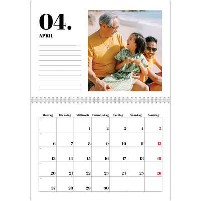 Fotokalender A4 doppelt (30 x 40 cm) — Serif und Momente [April]