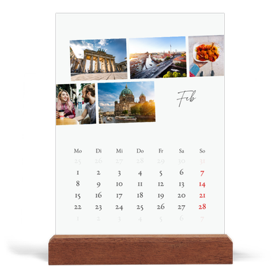 Tischkalender mit Holzfuß Hochformat  — Städtereise [Februar]