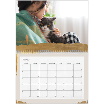 Fotokalender A4 doppelt (30 x 40 cm) — Classic Gold [Februar]