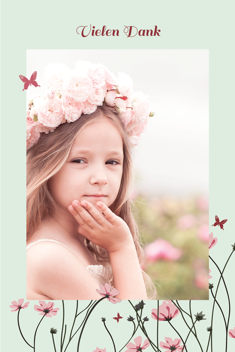 Dankeskarten — Schmetterlinge und Blumen