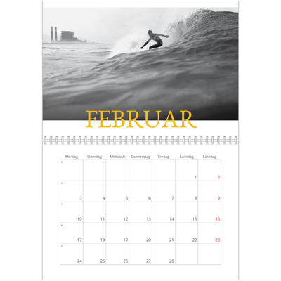 Fotokalender A4 doppelt (30 x 40 cm) — Historischer Stil [Februar]