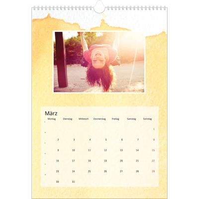 A3 Jahreskalender — Wasserfarben Hintergründe [Marsch]