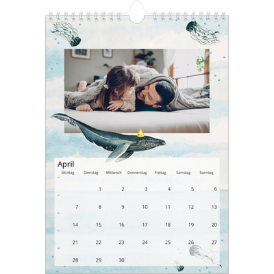 Fotokalender A4 (20 x 30 cm) — Wasserfarbentiere [April]