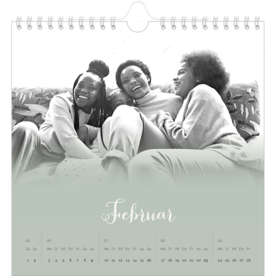 Jahreskalender Quadratisch — Zartgrüner Farbverlauf [Februar]