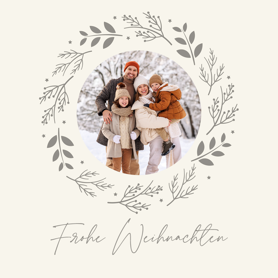Fotokarten — Winterlicher Laubrahmen - beige