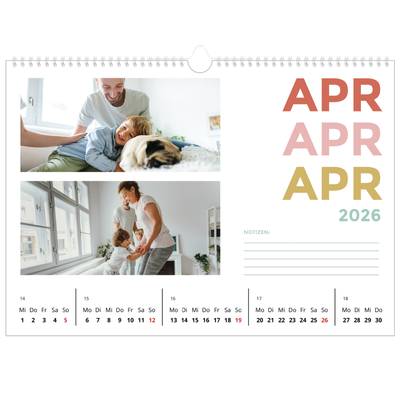 Fotokalender A3 — Bunte Schrift [April]