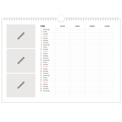 Family Planners A3 Landscape — Gestalte selbst - 4-köpfige Familie [Februar]