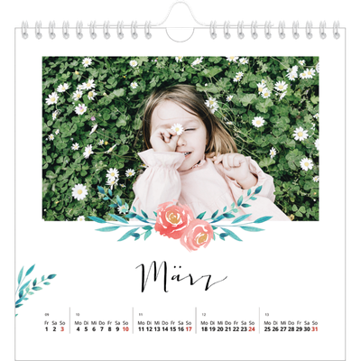 Jahreskalender Quadratisch — Blumen-Illustrationen [Marsch]