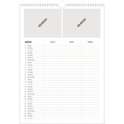 A3 Familienplaner — Gestalte selbst - 3-köpfige Familie [Marsch]