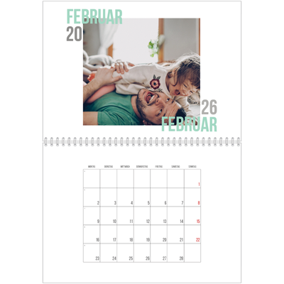 Fotokalender A4 doppelt (30 x 40 cm) — Doppelter Text [Februar]