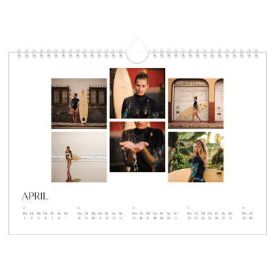 Fotokalender A4 — Surfen bei Sonnenuntergang [April]