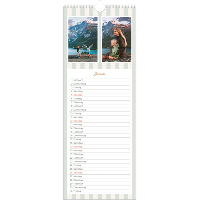 Küchenkalender  — Schrift und Streifen [Januar]