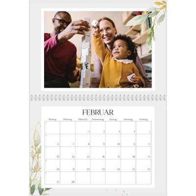 Fotokalender A4 doppelt (30 x 40 cm) — Floraler Akzent [Februar]