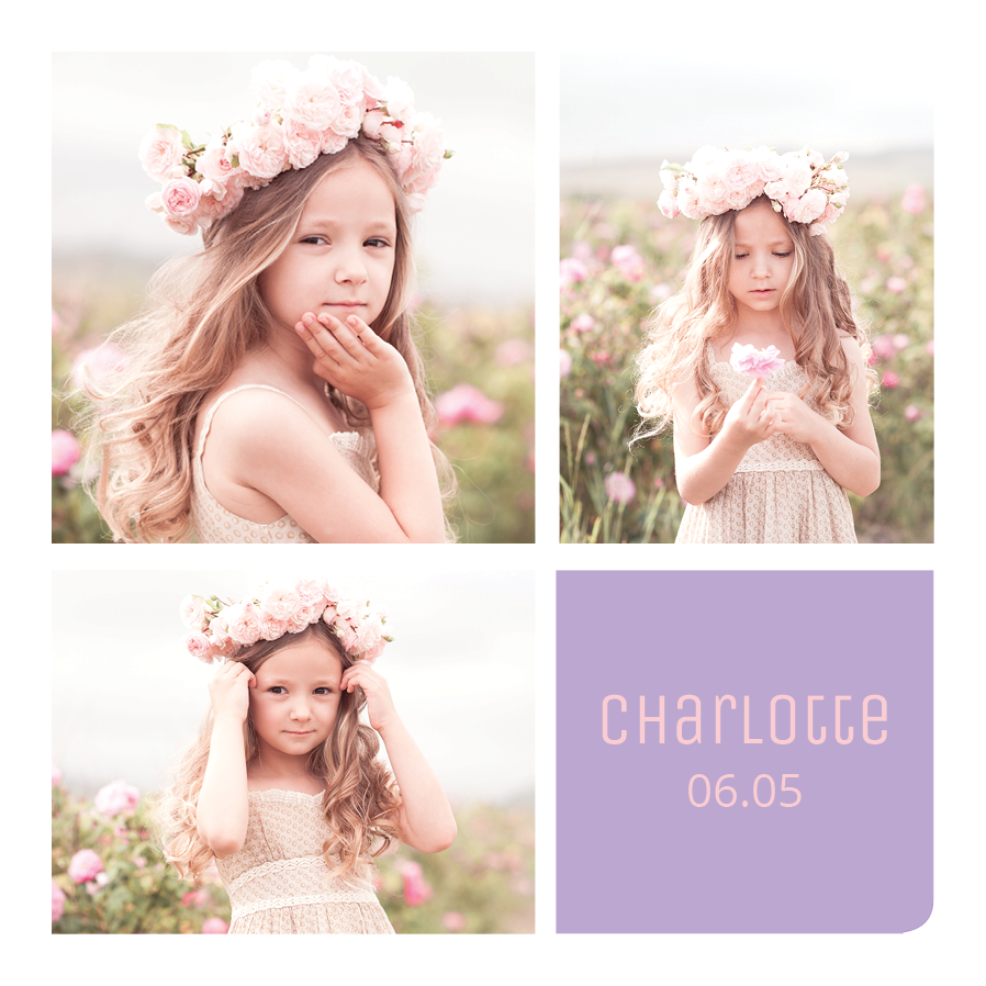 Einladungskarten — Lila Namensblock